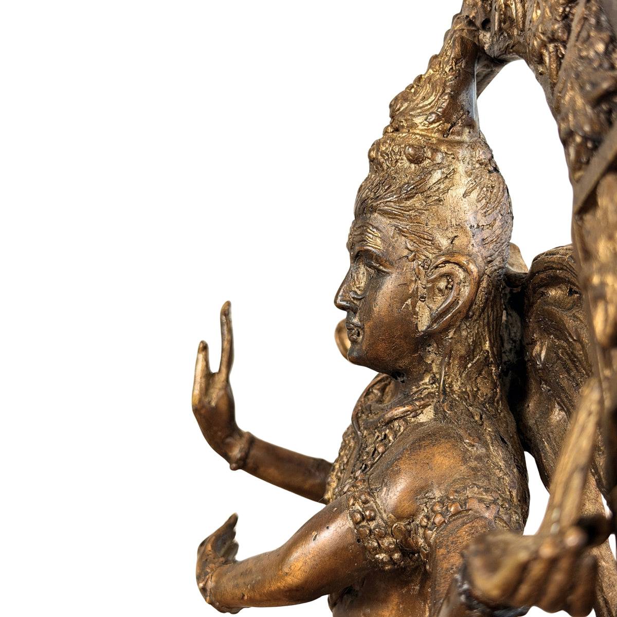 Profil mit Jatamukuta und erhobenen Händen, Detail