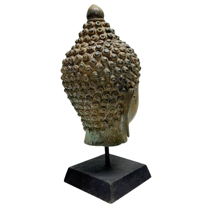 Bronze-Buddha-Kopf aus Südostasien aus dem 19. Jahrhundert