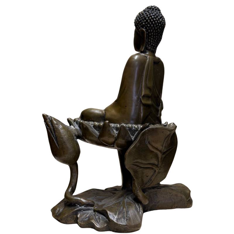 Schwere Buddha-Statue aus Bronze als kraftvolles Symbol für Gleichgewicht, Stille und Bewusstsein
