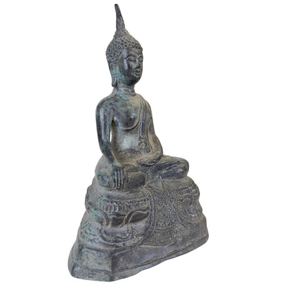Schwer ausgeführte thailändische Bronze‑Statue mit einem massiven Gewicht von 1,6 kg.