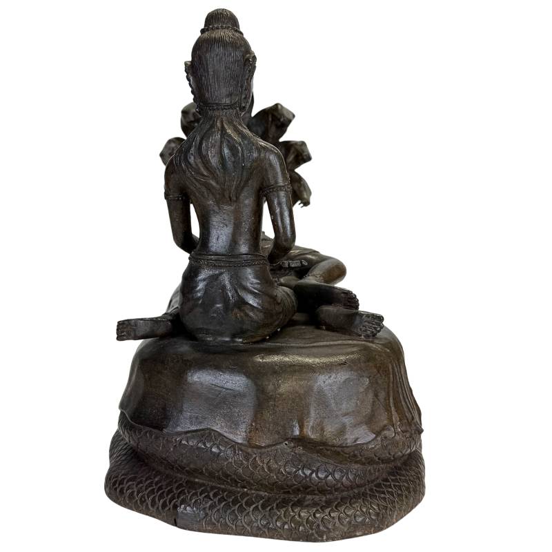 Schwere Messingskulptur Vishnu auf der Schlange Ananta 12,2 kg