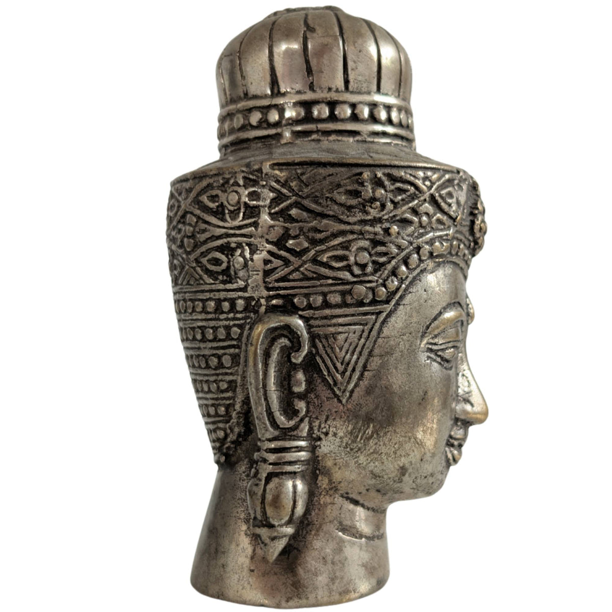 Compact but impressively heavy bronze head, 10 cm tall.
