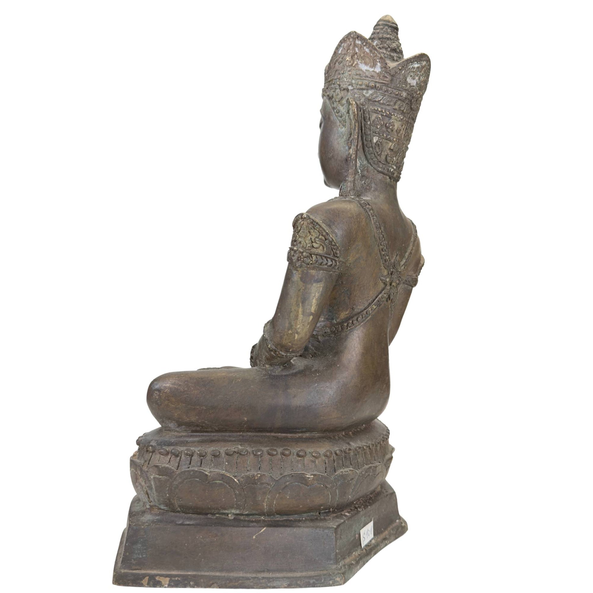 Schwere Buddha-Statue aus Bronze, 5,6 Kilogramm schwer, mit alter Patina