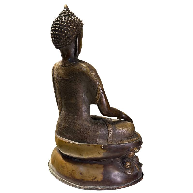 Buddha aus massivem Kupfer, Gewicht 15,4 kg, schwerer Guss, seltene antike Bronze.